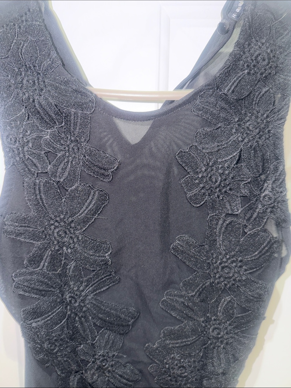Black Floral Lace High-Neck Bodysuit